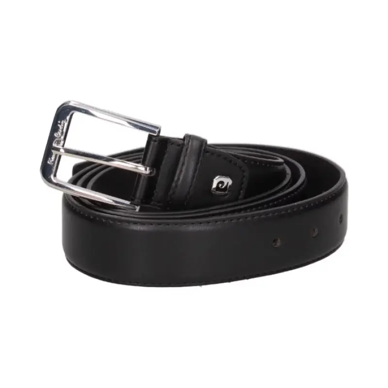 Pierre cardin, set de curea si portofel de piele 2 piese, negru, model cz001